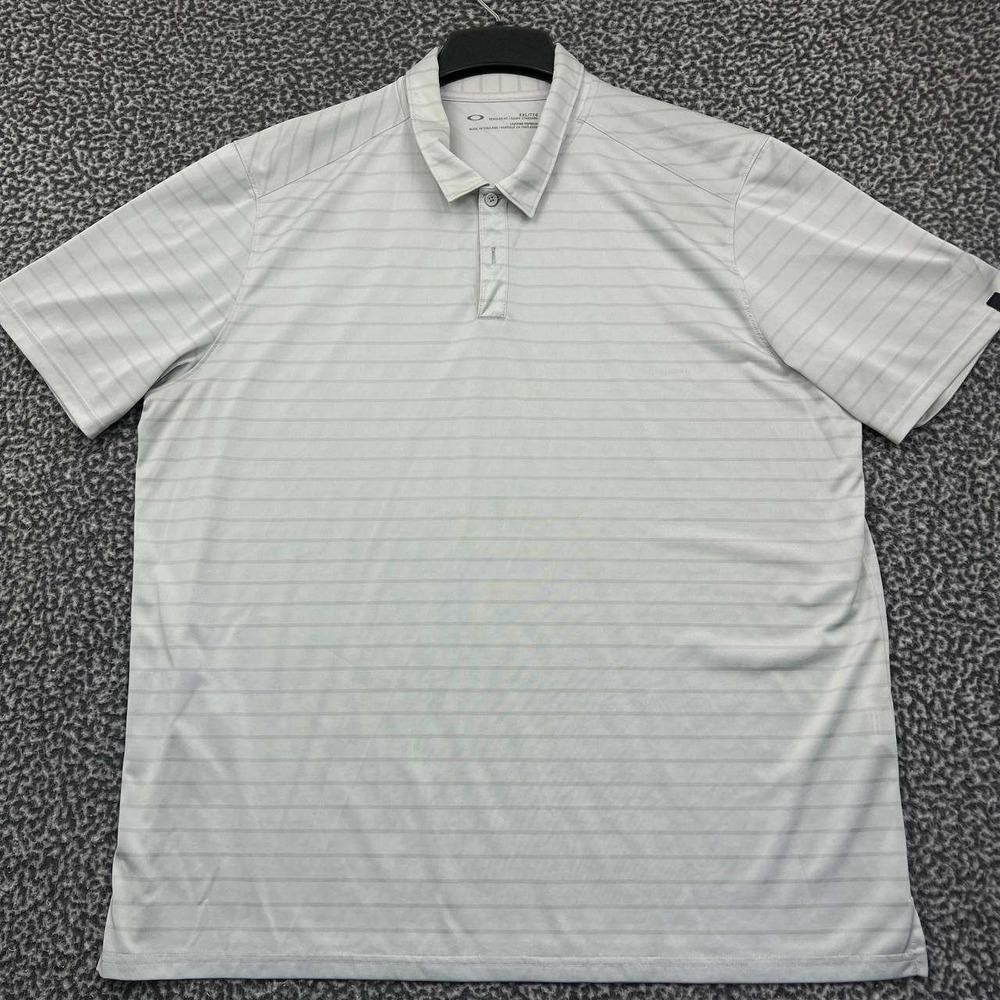 Oakley Golf Polo Shirt Men XXL Gray Regular Fit Short Sleeve Collared 2XL